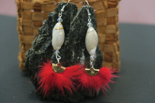 Haida Gwaii Olive Shells Mink fur Earrings